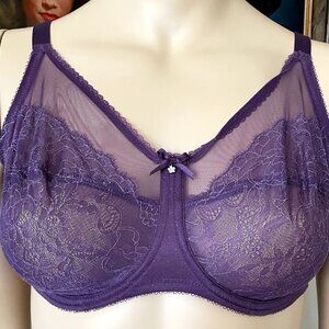 Wacoal Purple Retro Chic Full-Coverage Full Figure Lace Underwire Bra 38DD